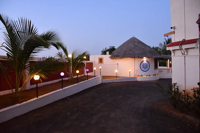 Thatched-roof cottage at Panchani Farm Villa and Resort, Kutch