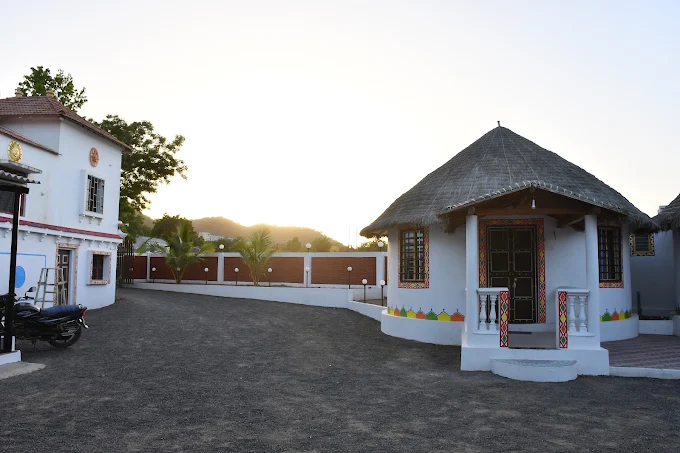 Thatched-roof cottage at Panchani Farm Villa and Resort, Kutch