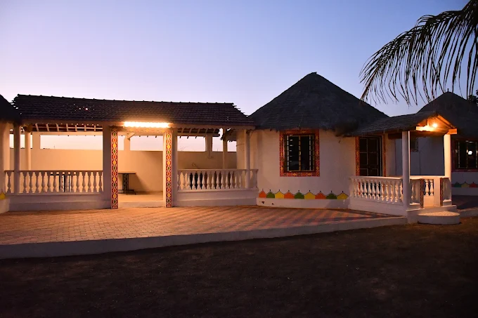 Thatched-roof cottage at Panchani Farm Villa and Resort, Kutch